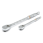 2 Pc. 1/4", 3/8" Dr. 90T Full Polish Long Handle Ratchet Set