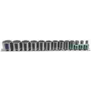 3/8 In Dr 12-Pt Shallow SAE Socket Set - 13-Pc