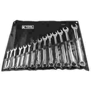 High Polish Combination Wrench Set w/ Kit Bag - 14...