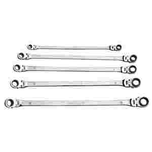 Metric Double Box Universal Spline Ratcheting Wrench Set 5-Pc