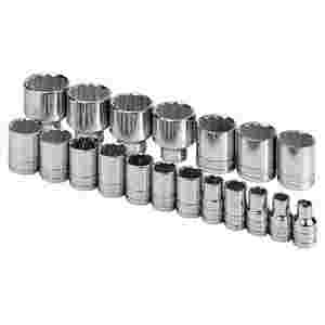 1/2 In Dr 12-Pt Std Fractional Socket Set - 19-Pc...