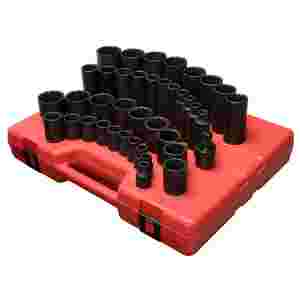 1/2 In Dr 12 Point SAE Master Impact Socket Set - ...